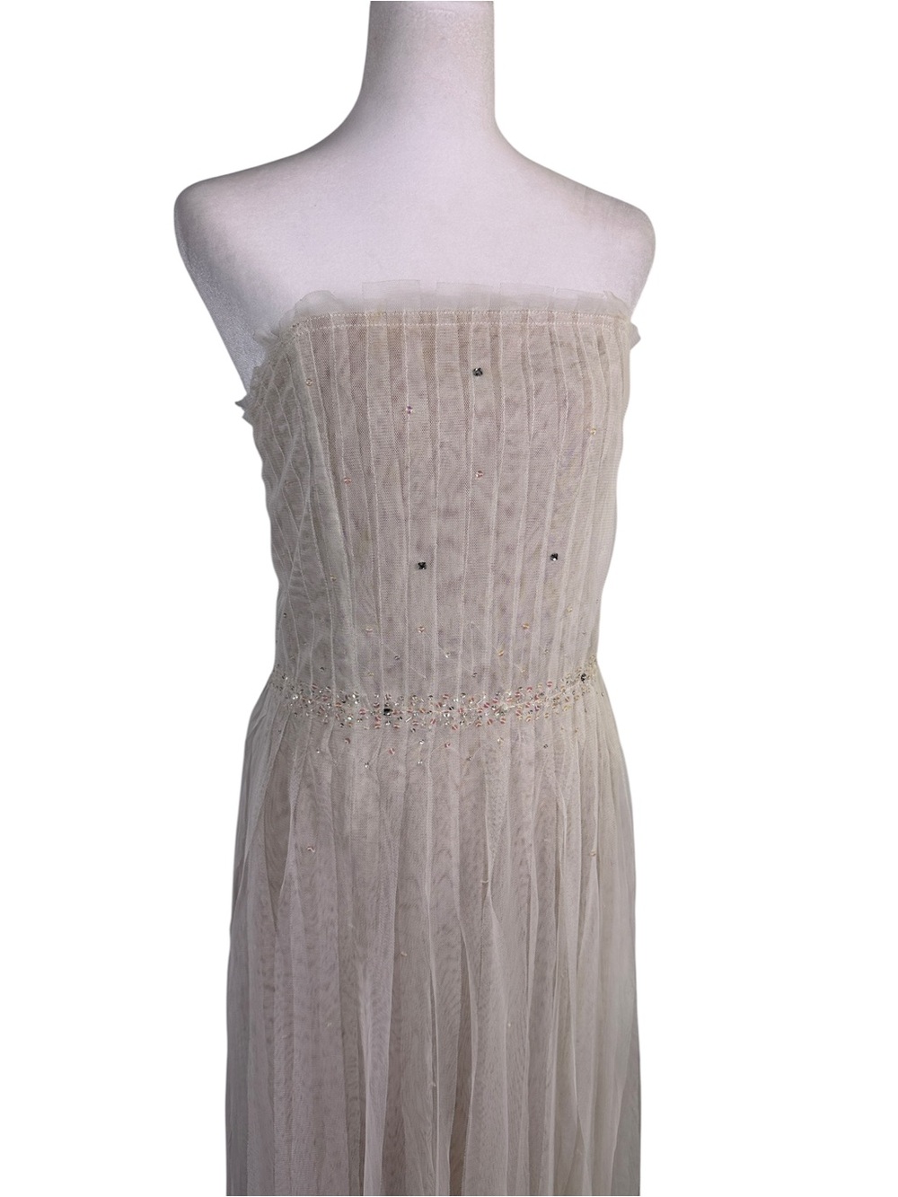 Dance In Paris Ivory Rhinestone Tulle Fairycore Midi Dress M - Picture 4 of 14